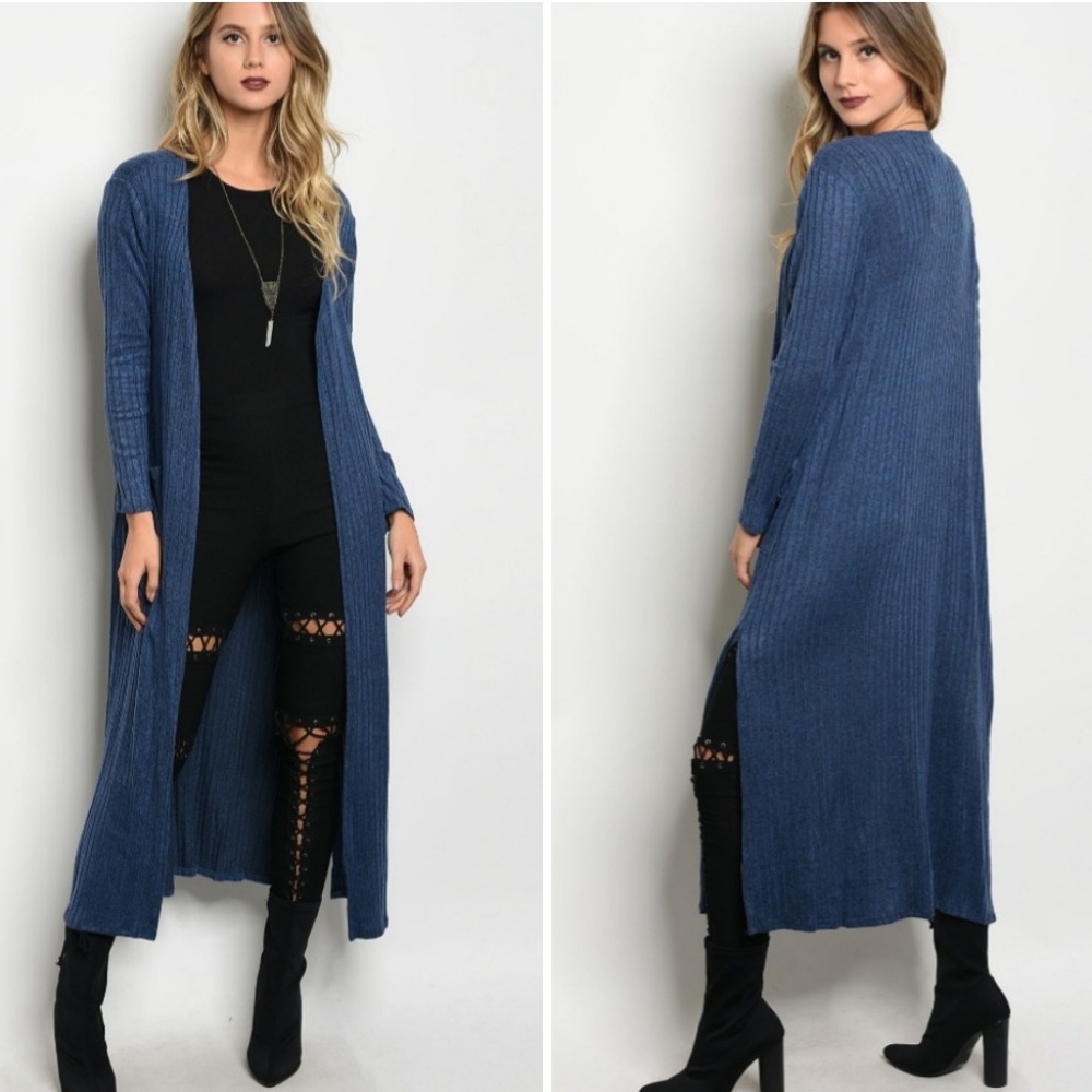 🆕NAVY BLUE POCKETED SWEATER  KNIT MAXI  DUSTER